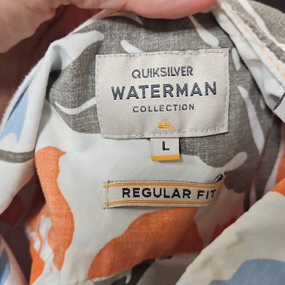 Quiksilver Waterman Regular Fit Short Sleeve Button Up Floral Tropical Shirt L - Picture 5 of 8